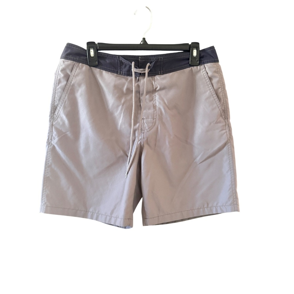 Gap Mens Board Shorts Swim Trunks Gray Navy Colorblock Drawstring Medium Beach